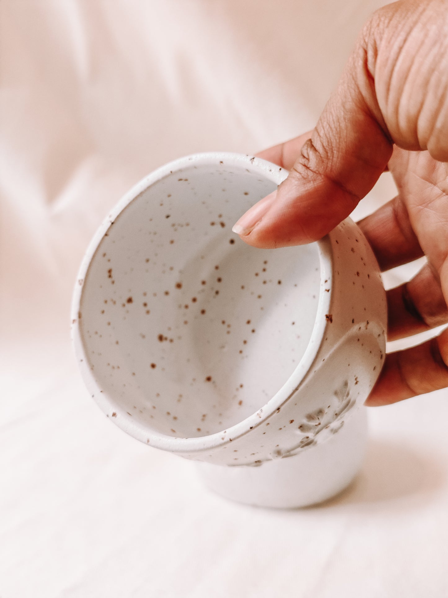 Keramik Tasse - Xilogravura - Blumen ohne Henkel