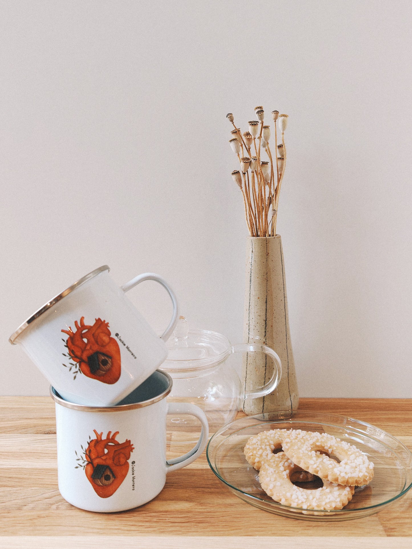 Tasse Emaille - Herz Rot