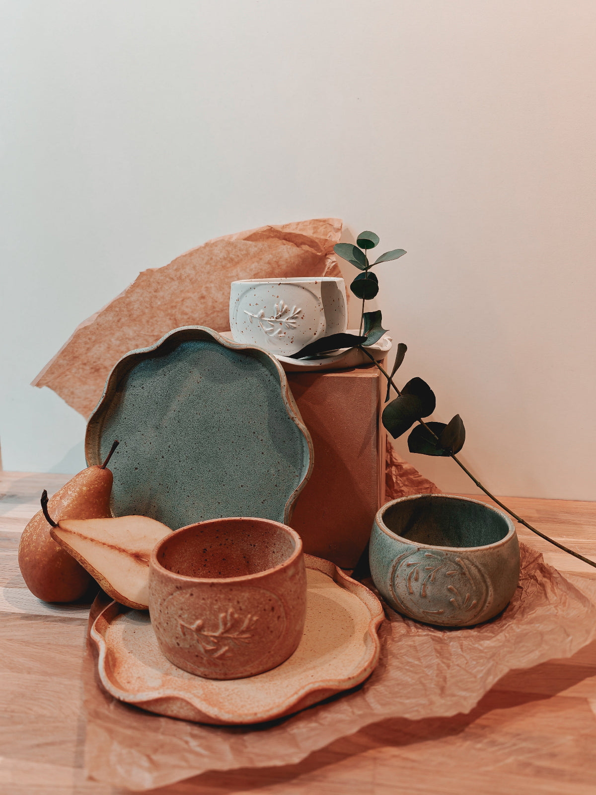Keramik Tasse - Xilogravura - Blumen ohne Henkel